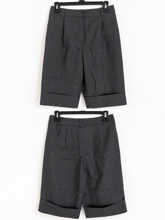 Paul & Joe Pants - Paul & Joe Women Charcoal Gray Tailored Flat-Front Shorts